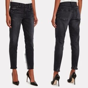 Moussy Size 26 Black Skinny Jeans 100% Cotton Mid Rise Raw Hem Ankle Denim